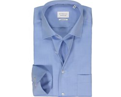 ETERNA comfort fit overhemd - twill - blauw - Strijkvrij - Boordmaat: 40