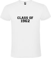 Wit T-Shirt met “Class of 1962 “ Afbeelding Zwart Size S