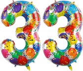 Cijfer Ballonnen Ballon Cijfer 33 Verjaardag Versiering Feest Helium Ballonnen Cijferballon Folieballon Kleur Xl Formaat