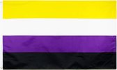 Non-binary Pride vlag 90x150 cm - Polyester - 2 ophangringen - Nonbinary flag - non binair - non-binair