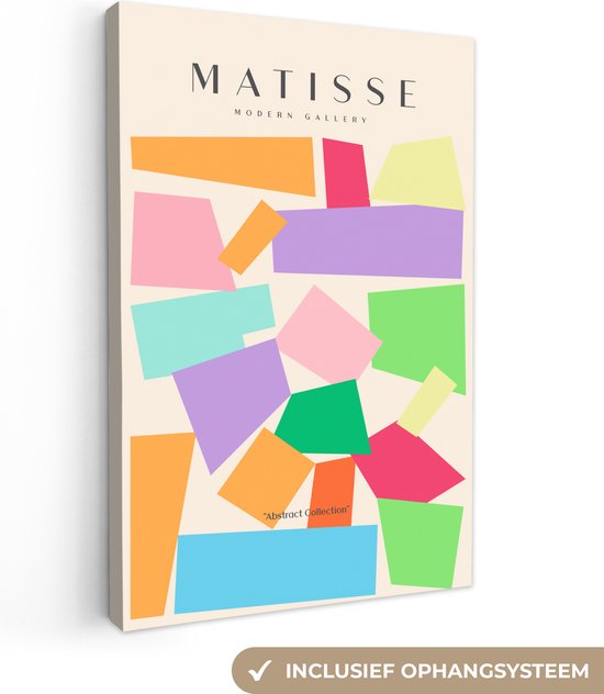 Canvas schilderij 80x120 cm - Wanddecoratie Abstracte kunst - Matisse - Pastel - Modern - Muurdecoratie woonkamer - Kamer decoratie modern - Abstracte schilderijen