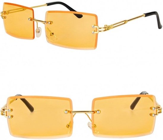 Zonnebril rechthoekig - Festival bril - Rave bril - Glasses - Koningsdag accessoires - Oranje van Sunshine Goods — afbeelding 2