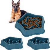 Relaxdays 3x anti-schrokbak voor honden - blauw - grote en middelgrote honden - 600 ml