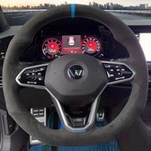 JDtuning | Couvre volant Golf 8 Premium Alcantara DSG GTI R Polo Tiguan Passat Volkswagen | Pour volant sans palmes – Blauw