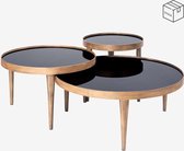 Bijzettafel Goud M, Salontafel, Onyx rond, 70x47 cm, koffietafel, 3 potige middelgrote tafel, bronzen effect, glasplaat, goud