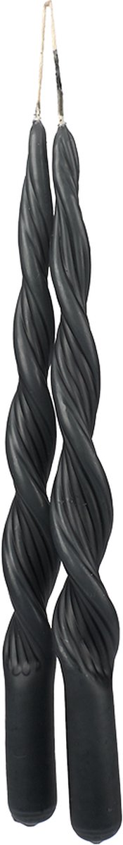 Branded by - Dinerkaarsen - twisted - dark grey - met een randje - grijs - gedraaid - 2,2x30cm