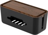 Sefaras Kabelbox - Kabel management voor onder het bureau - Kabel Organiser - Opbergbox voor Stekkerdoos - Moderne Stekkerdoos - 31 x 13.8 x 13 cm - Bruin