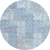 Vintage rond vloerkleed - Patchwork - Tapijten woonkamer - Sunrise blauw - 110cm ø