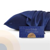 Taie d'oreiller en Silk Slowwave Premium - Couleur : Cloud Burst (bleu) - Découvrez la meilleure taie d'oreiller en soie - 100 % soie de mûrier - 22 momme - Qualité la plus élevée (grade 6A) - 60x70 cm
