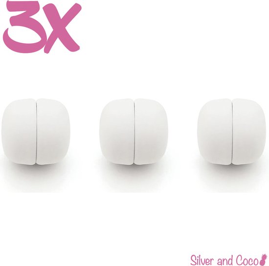 SilverAndCoco® - Hijab Magneten | Magneet voor Hoofddoek - Wit (3 stuks) + opberg tasje