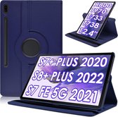 Draaibaar Hoesje Geschikt voor: Samsung Galaxy Tab S8 Plus 2022 / S7+/ S7 Plus / Tab S7 FE 5G 12.4 inch 2020 - Donkerblauw