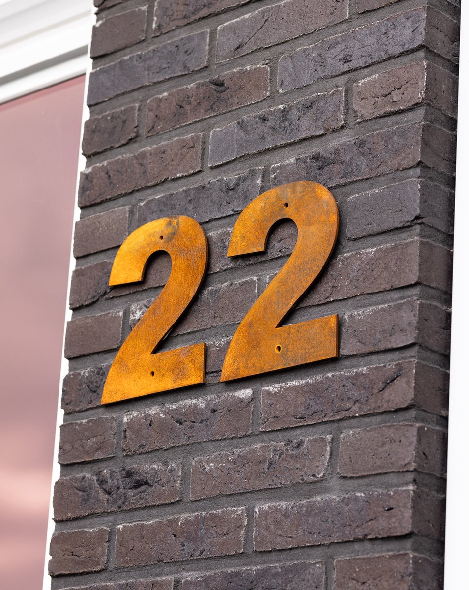 Metaaldeco - Huisnummer - Cortenstaal - Cortenstaal huisnummer - Metaal huisnummer - Huisnummer van metaal - Nummer 8 - 20cm