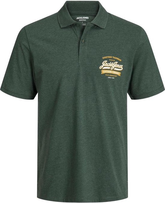 Jack & Jones Poloshirt Jjelogo Polo Ss 2 Col Ss24 12246692 Dark Green/melange Mannen Maat - L