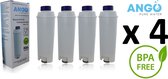 4 x ANGO waterfilter voor Delonghi koffiemachine. Vervanging voor DeLonghi DLS C002 / SER 3017.