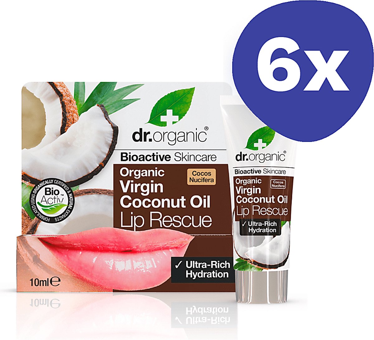 Dr Organic Virgin Kokosnoot Olie Lip Serum (6x 10ml)