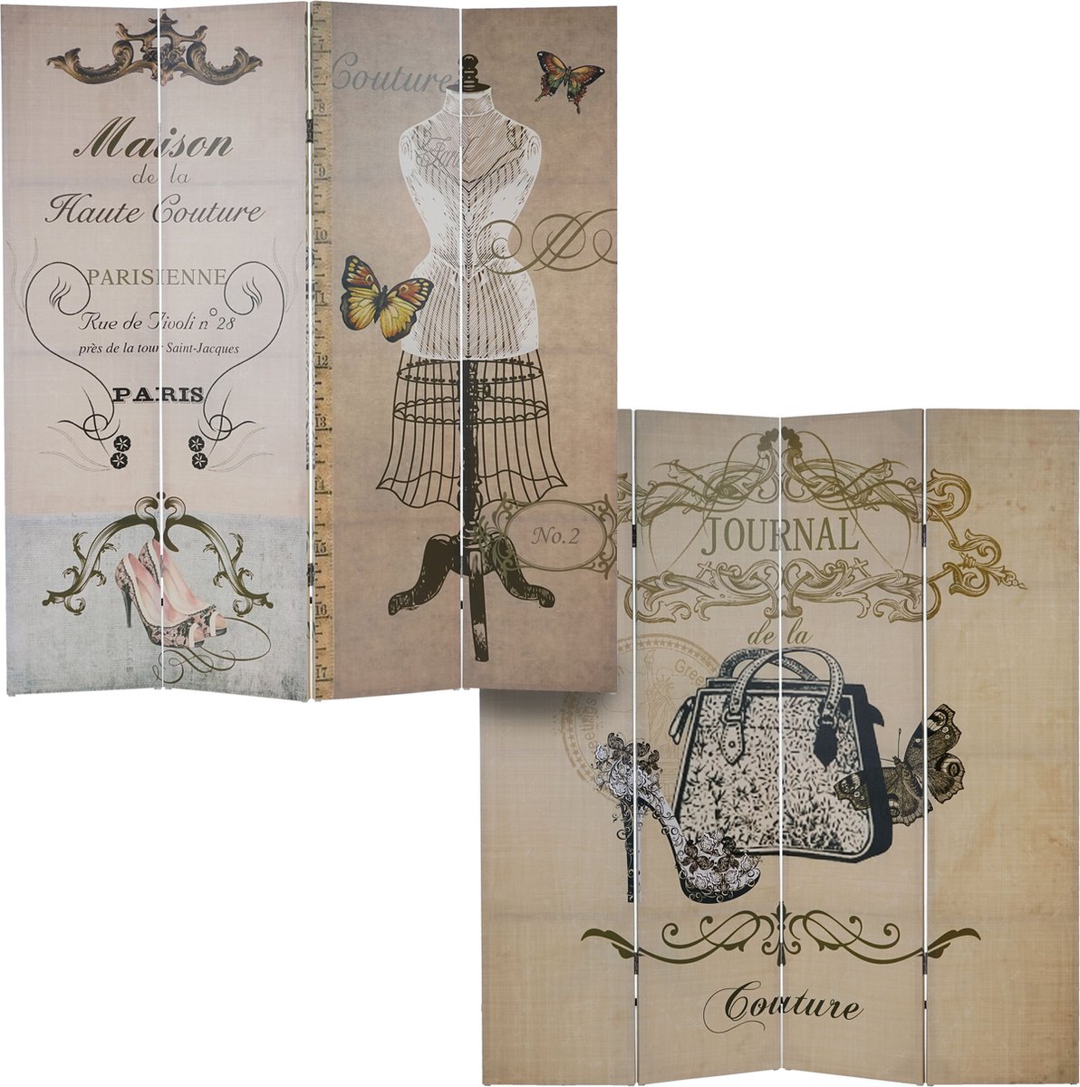 Cosmo Casa Fotoparavent - Paravent Scheidingswand - gecertificeerd 180x160cm - Boudoir Meerkleurig