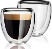 Espressokopjes, dubbelwandige espressokopjes (2 x 80 ml), espresso kopjes, dubbelwandig, espressokopjes, vaatwasmachinebestendig, koffiekopje voor espresso macchiato Ristretto