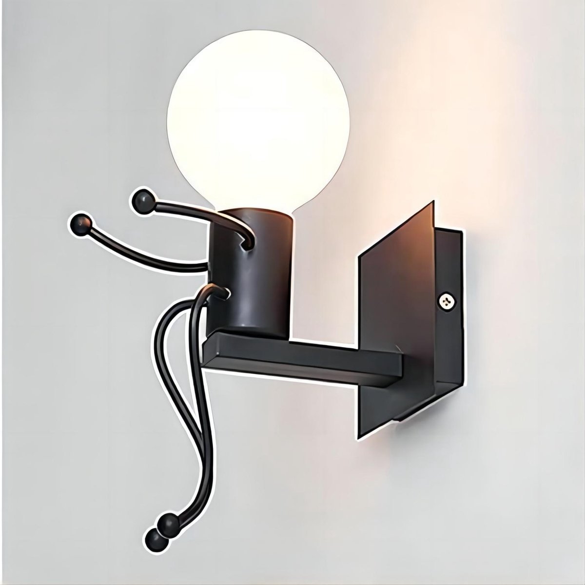 Goeco Wandlamp - 19cm - Klein - E27 - Iron Man - Vintage Zwarte Metalen Wandlamp - Lamp Niet Inbegrepen