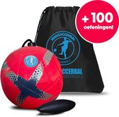 Minisoccerbal sur corde - Entraîneur de football - Elite Prof - Rouge - Avec matériel d'entraînement et sac à dos