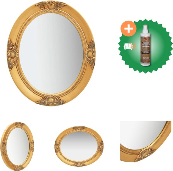 vidaXL Wandspiegel barok stijl 50x60 cm goudkleurig - Spiegel - Inclusief Houtreiniger en verfrisser