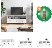 vidaXL Tv-meubel 102x36x50 cm bewerkt hout hoogglans wit - Kast - Inclusief Houtreiniger en verfrisser