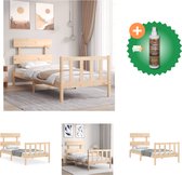vidaXL Bedframe met hoofdbord massief hout 3FT Single - Bed - Inclusief Houtreiniger en verfrisser