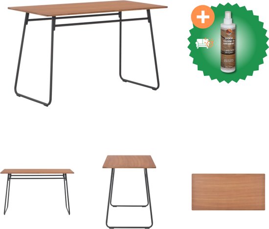 vidaXL Eettafel 120x60x73 cm massief multiplex staal bruin - Tafel - Inclusief Houtreiniger en verfrisser