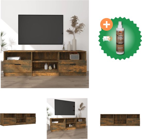 vidaXL Tv-meubel 150x33-5x45 cm bewerkt hout gerookt eikenkleurig - Kast - Inclusief Houtreiniger en verfrisser