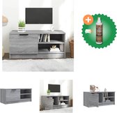 vidaXL Meuble TV Chêne Sonoma Gris - 80 x 35 x 36,5 cm - Meuble pratique avec espace de rangement - Meuble - Comprend un nettoyant et un assainisseur pour bois