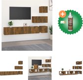 vidaXL Tv-wandmeubel bewerkt hout gerookt eikenkleurig - Kast - Inclusief Houtreiniger en verfrisser