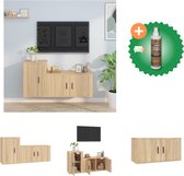 vidaXL 2-delige Tv-meubelset bewerkt hout sonoma eikenkleurig - Kast - Inclusief Houtreiniger en verfrisser