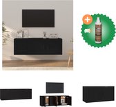 vidaXL 2-delige Tv-meubelset bewerkt hout zwart - Kast - Inclusief Houtreiniger en verfrisser