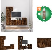 vidaXL 5-delige Tv-meubelset bewerkt hout gerookt eikenkleurig - Kast - Inclusief Houtreiniger en verfrisser