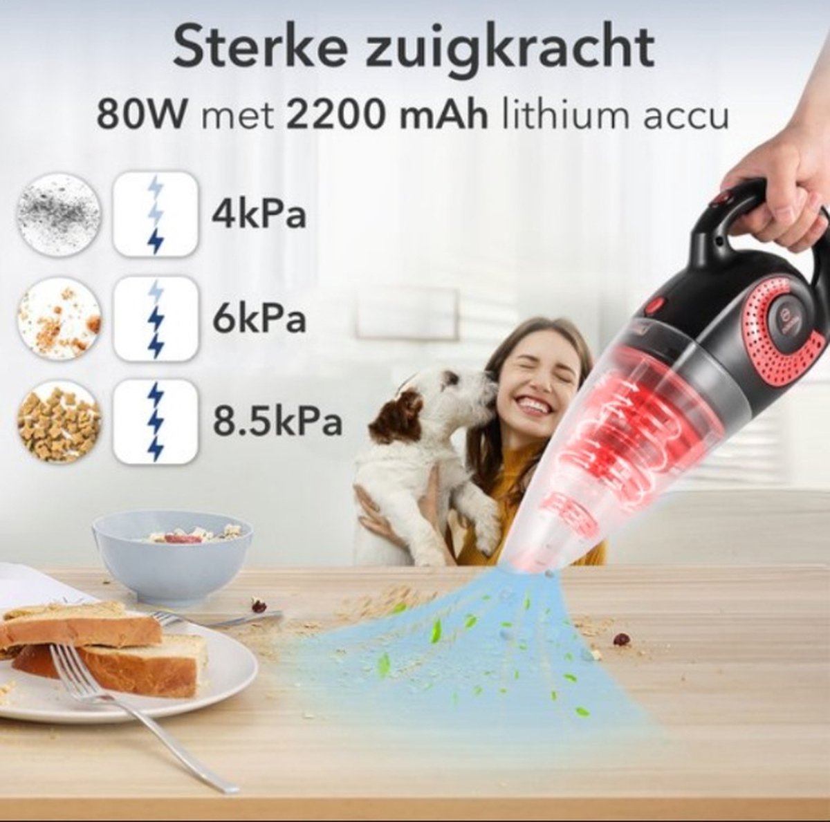 Moosoo Kruimeldief Snoerloos - Handstofzuiger - Nat&Droog - afbeelding 3