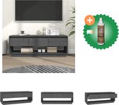 vidaXL Tv-meubel 110-5x34x40 cm massief grenenhout grijs - Kast - Inclusief Houtreiniger en verfrisser