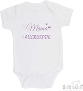 100% katoenen Romper "Mijn mama is de allerliefste" Moederdag Meisjes Katoen Wit/lila Maat 62/68