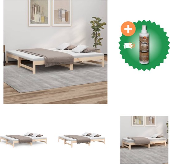 vidaXL Slaapbank uitschuifbaar massief grenenhout 2x(90x200) cm - Bed - Inclusief Houtreiniger en verfrisser