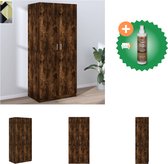 vidaXL Kledingkast 80x52x180 cm bewerkt hout gerookt eikenkleurig - Kast - Inclusief Houtreiniger en verfrisser
