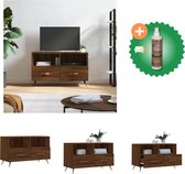 vidaXL Tv-meubel 80x36x50 cm bewerkt hout bruineikenkleurig - Kast - Inclusief Houtreiniger en verfrisser