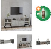 vidaXL Tv-meubel 160x35x55 cm bewerkt hout betongrijs - Kast - Inclusief Houtreiniger en verfrisser