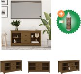 vidaXL Tv-meubel 103x36-5x52 cm massief grenenhout honingbruin - Kast - Inclusief Houtreiniger en verfrisser