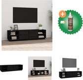 vidaXL Tv-meubel 156x40x40 cm massief grenenhout zwart - Kast - Inclusief Houtreiniger en verfrisser