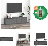 vidaXL Tv-meubel 156x37x45 cm massief grenenhout grijs - Kast - Inclusief Houtreiniger en verfrisser