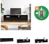 vidaXL Tv-meubel 150x30x44-5 cm bewerkt hout zwart - Kast - Inclusief Houtreiniger en verfrisser