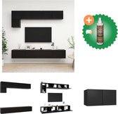 vidaXL 5-delige Tv-meubelset spaanplaat zwart - Kast - Inclusief Houtreiniger en verfrisser