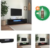 vidaXL Tv-meubel met LED-verlichting 160x35x40 cm zwart - Kast - Inclusief Houtreiniger en verfrisser