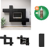 vidaXL 10-delige Tv-meubelset spaanplaat zwart - Kast - Inclusief Houtreiniger en verfrisser