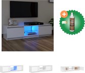 vidaXL Tv-meubel met LED-verlichting 140x40x35-5 cm hoogglans wit - Kast - Inclusief Houtreiniger en verfrisser