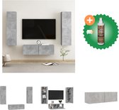 vidaXL 3-delige Tv-meubelset spaanplaat betongrijs - Kast - Inclusief Houtreiniger en verfrisser