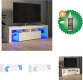 vidaXL Tv-meubel met LED-verlichting 140x36-5x40 cm wit - Kast - Inclusief Houtreiniger en verfrisser